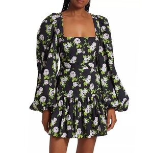 NWT - Caroline Constas - Julian Floral Balloon-Sleeve Minidress